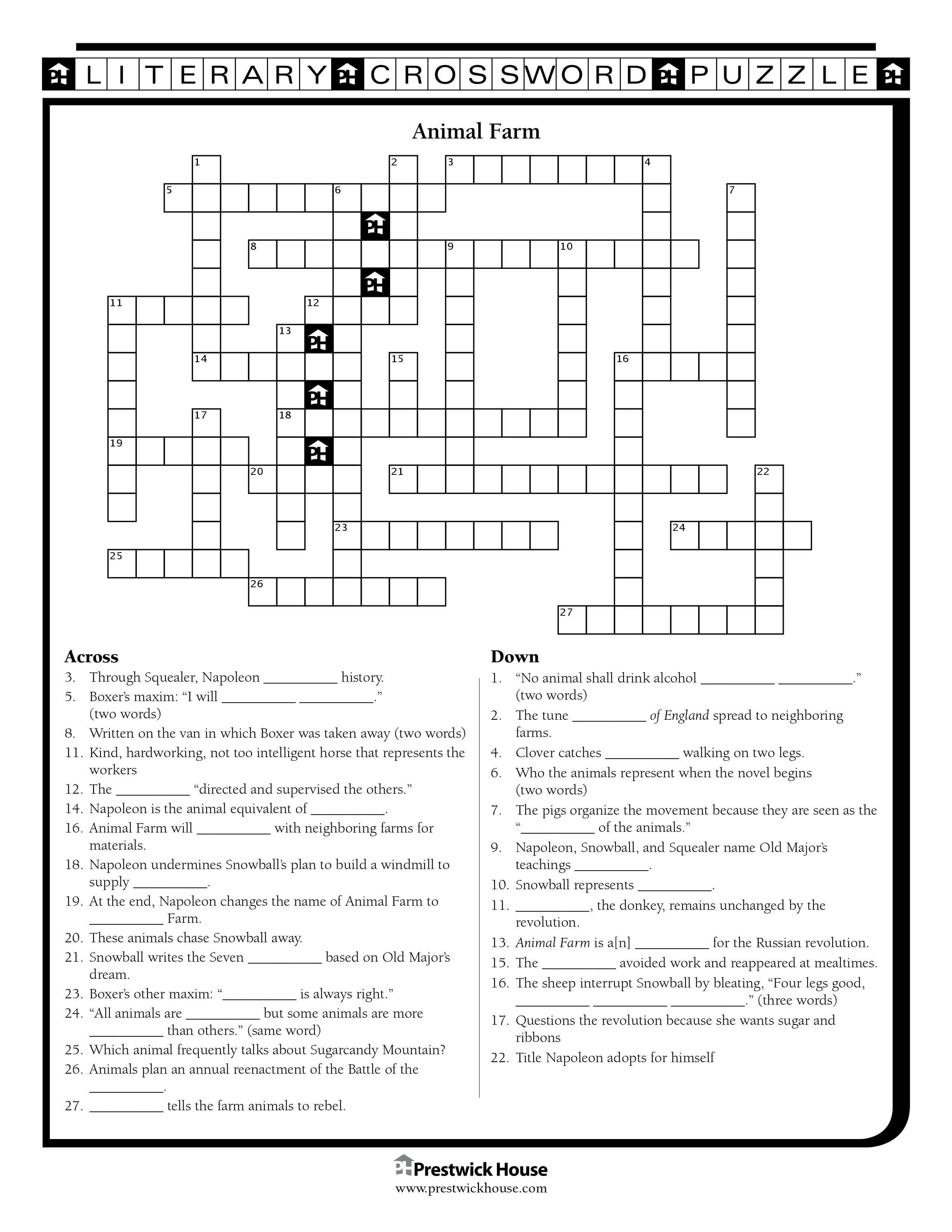 Animal Farm Crossword Puzzle Chapter 1 5 Animal Farm 8 10 Crossword  Animal Farm Crossword Puzzle Chapter 1 5 Animal Farm 8 10 Crossword